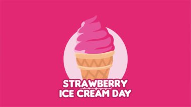 Lezzetli çilekli dondurmayla mutlu çilekli dondurma günü.