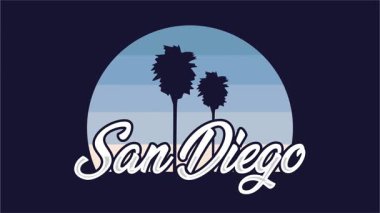 Hindistan cevizi ağacı siluetiyle San Diego California