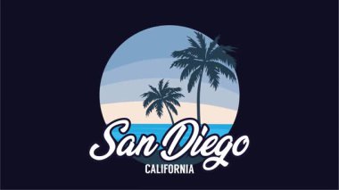 Hindistan cevizi ağacı siluetiyle San Diego California