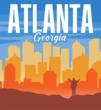 Atlanta Georgia 'nın güzel şehir manzarası.