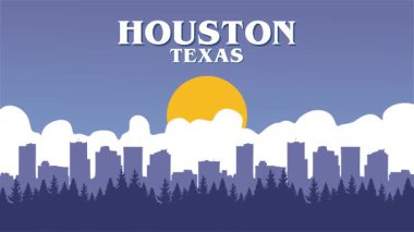 Houston Teksas şehir silueti güzel manzaralı