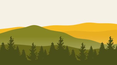 Güzel gökyüzü ile güzel doğal manzara silueti