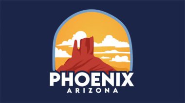 Phoenix Arizona 'da çöl manzarası silueti.