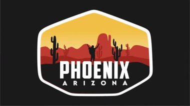 Phoenix Arizona 'da çöl manzarası silueti.