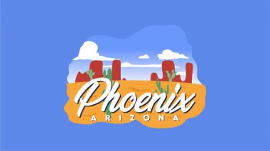 Phoenix Arizona 'da çöl manzarası silueti.