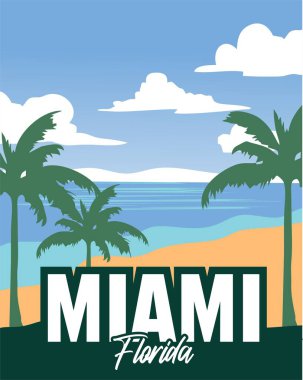 Miami Florida Güzel gökyüzü ve sahil manzaralı