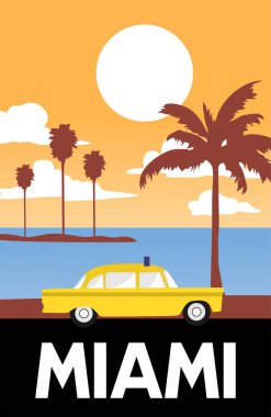 Miami Florida Güzel gökyüzü ve sahil manzaralı