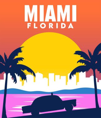 Miami Florida Güzel gökyüzü ve sahil manzaralı