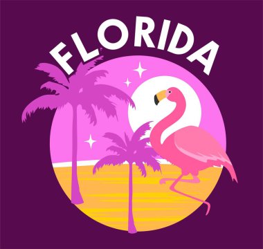 Flamingo siluetiyle Florida Eyaleti