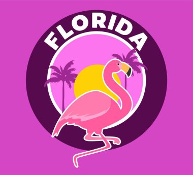 Flamingo siluetiyle Florida Eyaleti