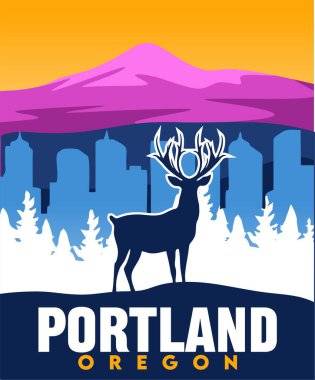 Portland Oregon Dağ Manzaralı Siluet