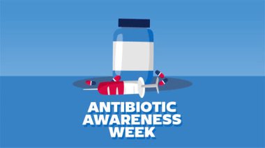 Dünya antibiyotik bilinçlendirme haftası ve birkaç ilaç.