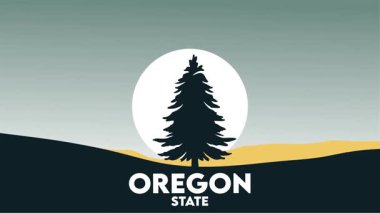 ağaç siluetiyle Oregon Eyaleti