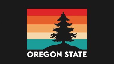 ağaç siluetiyle Oregon Eyaleti