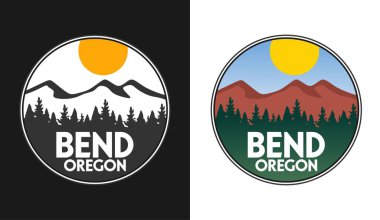 Bükük şehir Oregon 'da dağ manzarasının silueti