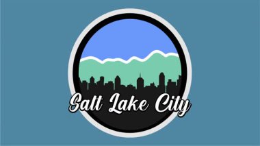 Şehir silueti ve mavi gökyüzü ile Salt Lake City Utah