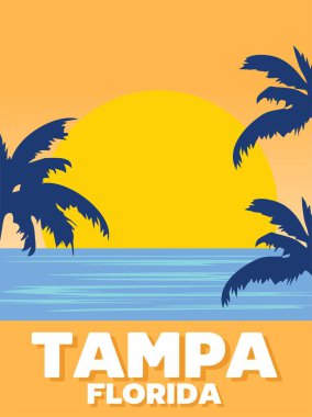 Güzel palmiye siluetleriyle Tampa Florida