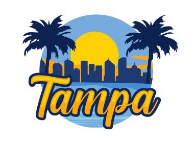 Güzel palmiye siluetleriyle Tampa Florida