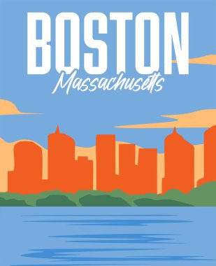 Boston Massachusetts Boston şehrinin güzel bir silueti ile