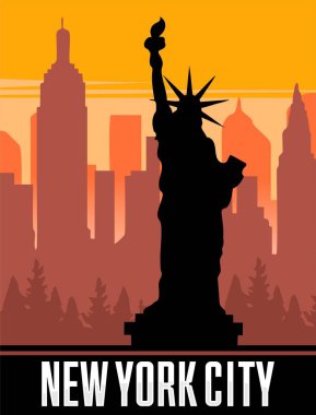 Güzel şehir silueti ve silueti olan New York City