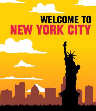 Güzel şehir silueti ve silueti olan New York City