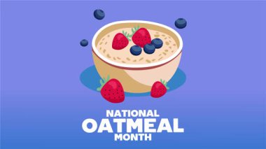 Lezzetli ve besleyici yulaf ezmesi ile ulusal yulaf ezmesi ayı