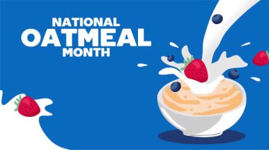 Lezzetli ve besleyici yulaf ezmesi ile ulusal yulaf ezmesi ayı