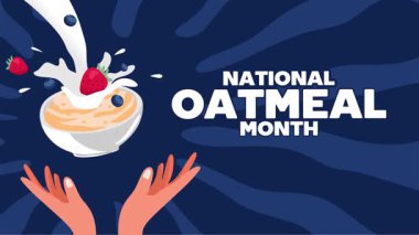 Lezzetli ve besleyici yulaf ezmesi ile ulusal yulaf ezmesi ayı