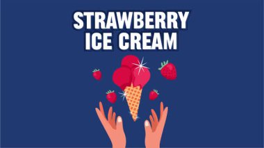 Ulusal Çilekli Dondurma Günü 'nü kutlamak için lezzetli çilekli dondurma.