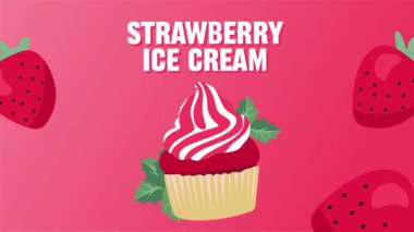 Ulusal Çilekli Dondurma Günü 'nü kutlamak için lezzetli çilekli dondurma.