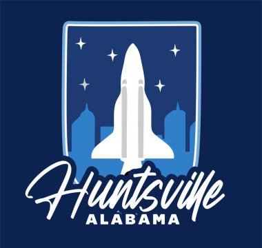 Huntsville Alabama roket fırlatma siluetiyle