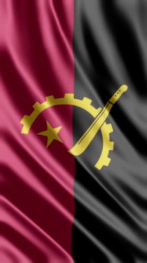 Repblica de Angola bayrağı rüzgarda savruluyor.