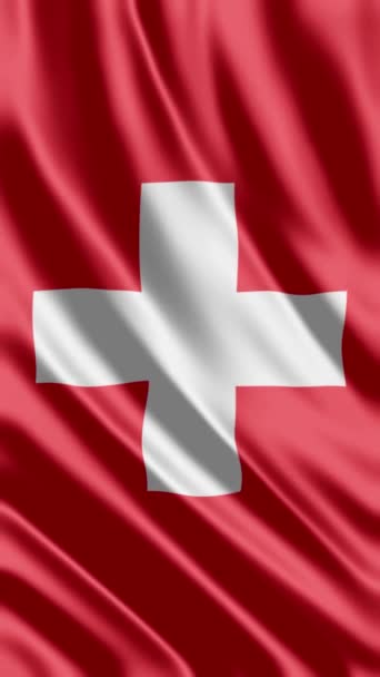 Флаг Швейцарии Шелковой Текстурой Цифровой Фон — стоковое видео