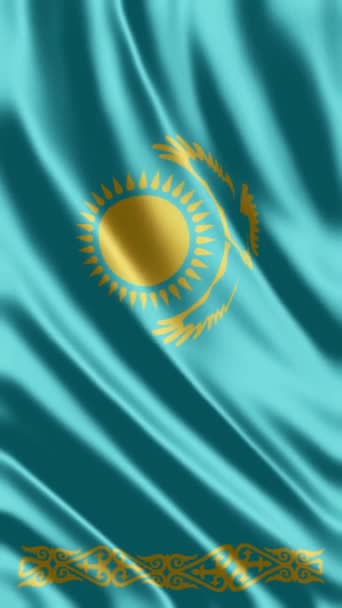 Κυματίζοντας Σημαία Του Καζακιστάν — Αρχείο Βίντεο