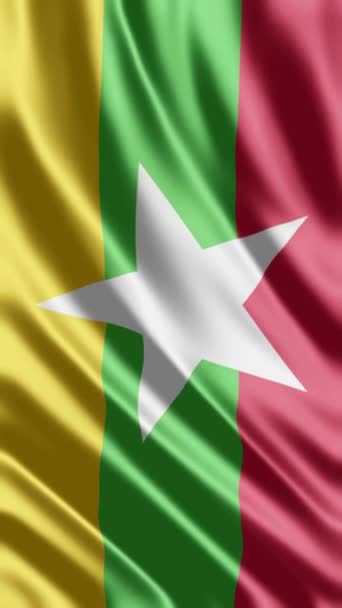 Integetés Mianmari Zászló Telefon Háttér Vagy Közösségi Média Megosztása — Stock videók