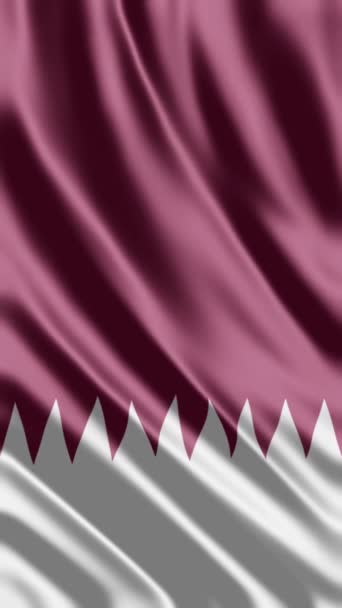 Ondeando Bandera Qatar Fondo Del Teléfono Compartiendo Redes Sociales — Vídeos de Stock