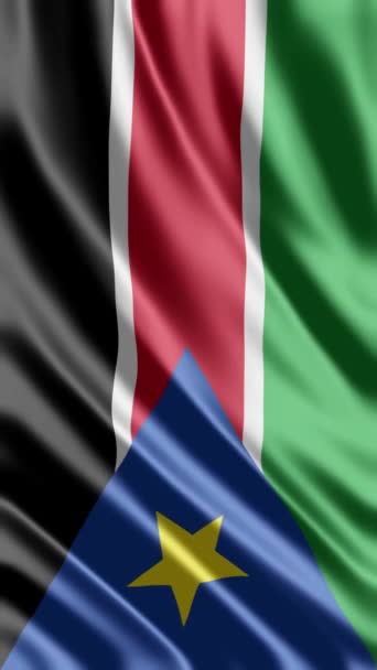 Ondeando Bandera Sudán Del Sur Fondo Del Teléfono Compartiendo Redes — Vídeo de stock