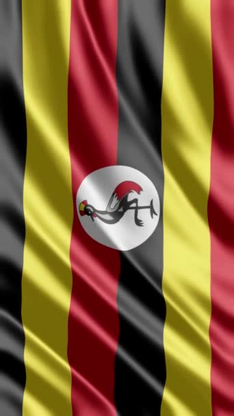 Κυματίζοντας Σημαία Της Ουγκάντα Ιστορικό Τηλεφώνου Κοινή Χρήση Μέσων Κοινωνικής — Αρχείο Βίντεο