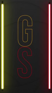 galatasaray renkleri soyut neon harf g ile koyu arkaplanda parlayan ışıklar.