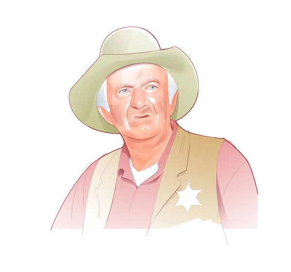 Digital Illustration Actor Walter Brennan American Classic Cinema Dressed Cowboy — 스톡 사진