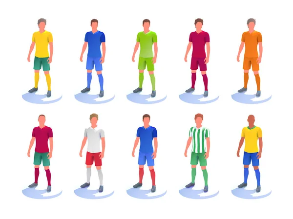 Illustration Plusieurs Joueurs Football Secouriste Shirts Avec Couleur Différentes Équipes — Photo