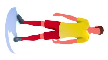 Çok sayıda futbolcunun (succer) 3d animasyonu. Çeşitli milli takım ve takımların renginde tişörtler.