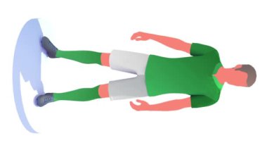 Çok sayıda futbolcunun (succer) 3d animasyonu. Çeşitli milli takım ve takımların renginde tişörtler.
