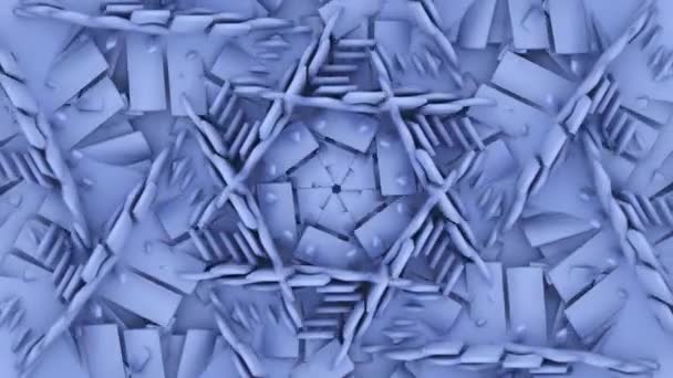 Estrela Fractal Espiral Design Azul Cubos Arte Fundo Simetria Hexágono — Vídeo de Stock