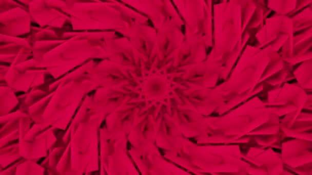 Υπνωτικό Φράκταλ Τριαντάφυλλα Πέταλα Λουλούδι Σπιράλ Αφηρημένα Σχήματα Κόκκινο Ροζ — Αρχείο Βίντεο