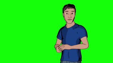 cartoon man teacher pointing showing presentation office meeting on transparent background 3D illustration