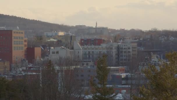 Sherbrooke City Landscape Panning View Quebec Cityscape French Culture Canada — Stock Video