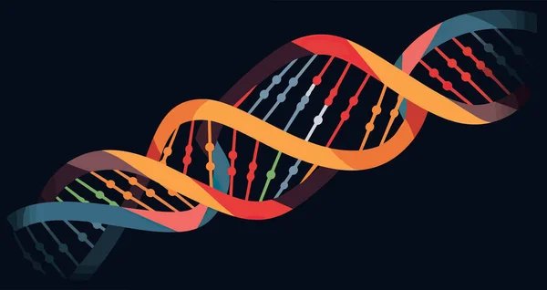 Genetische Structuur Dna Spiraal Vergroting Biotechnologie Vergroting Bio Onderzoek Gegenereerde — Stockvector