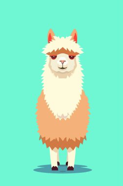 Bu sevimli alpaka hayvan temalı tasarımlar için mükemmel. Açık yeşil arka planda gülümseyen bir alpaka herhangi bir projeye neşe getireceği kesin. ai oluşturulmuş vektör illüstrasyonu
