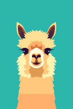 Bu sevimli alpaka vektör çizimi, arka planda düz yeşil bir çayırda duran tüylü ve tüylü bir alpaka içeriyor. Tasarım, hayvan severler, doğa meraklıları ve projelerine eğlenceli ve büyüleyici bir dokunuş arayanlar için mükemmel..